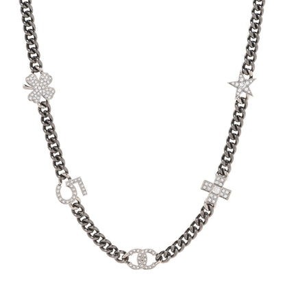 Chanel Ruthenium Crystal Chain CC Lucky Charms Choker Silver 1 of 6