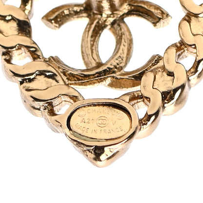 Chanel Pearl Crystal CC Heart Earrings Gold Multicolor 4 of 4