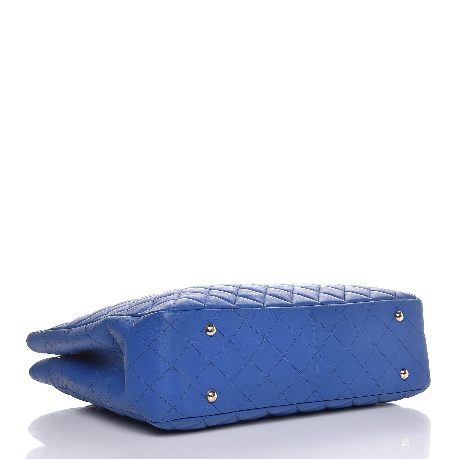 Chanel Calfskin Quilted Large CC Shopping Tote Blue 4 of 14