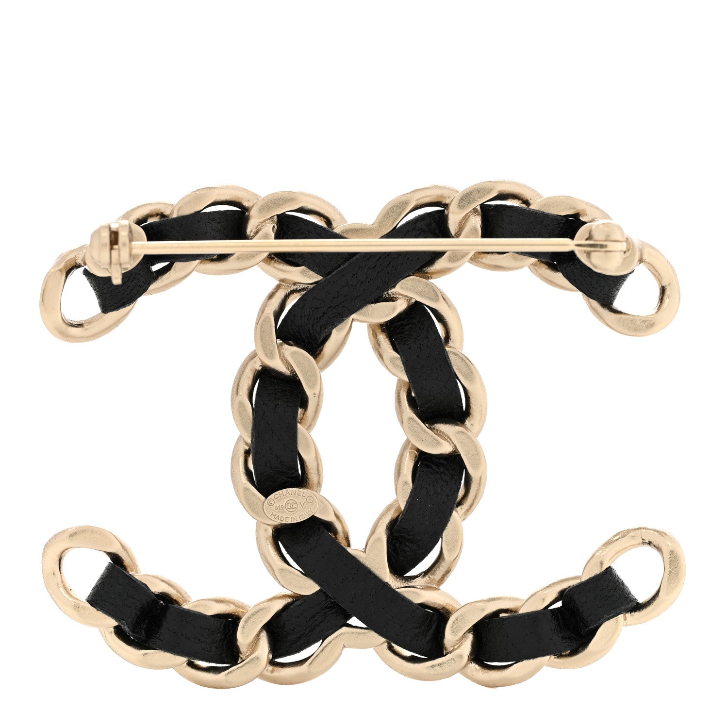 Chanel Lambskin CC Chain Brooch Black Gold Multicolor 3 of 5