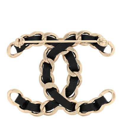 Chanel Lambskin CC Chain Brooch Black Gold Multicolor 3 of 5