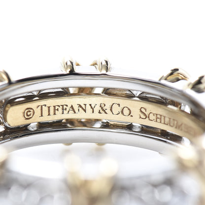 Tiffany 18K Yellow Gold Platinum Diamond Schlumberger Sixteen Stone Ring 52 6 4 of 7