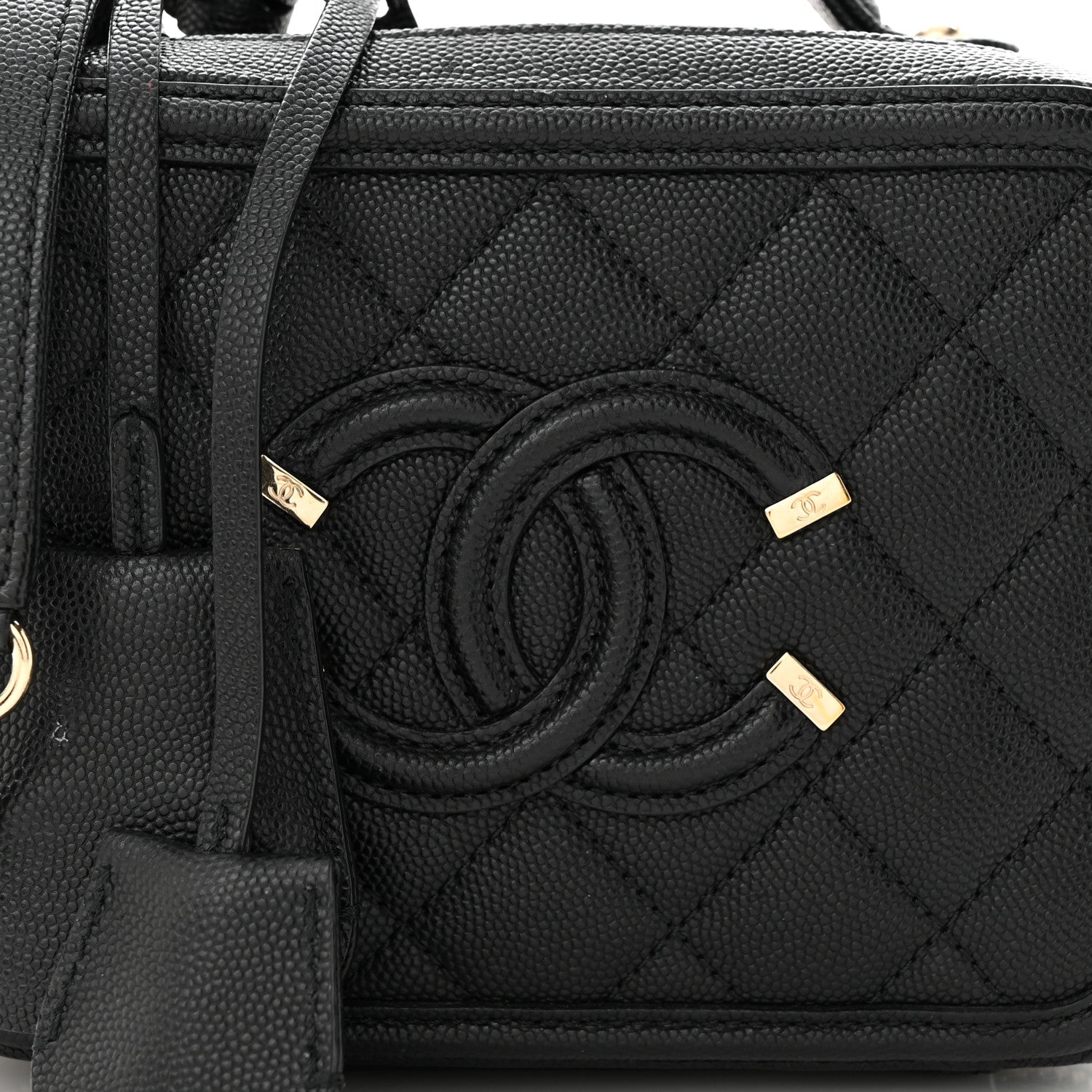Chanel Caviar Quilted Small CC Filigree Vanity Case Black 8 of 12