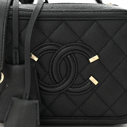 Chanel Caviar Quilted Small CC Filigree Vanity Case Black 8 of 12