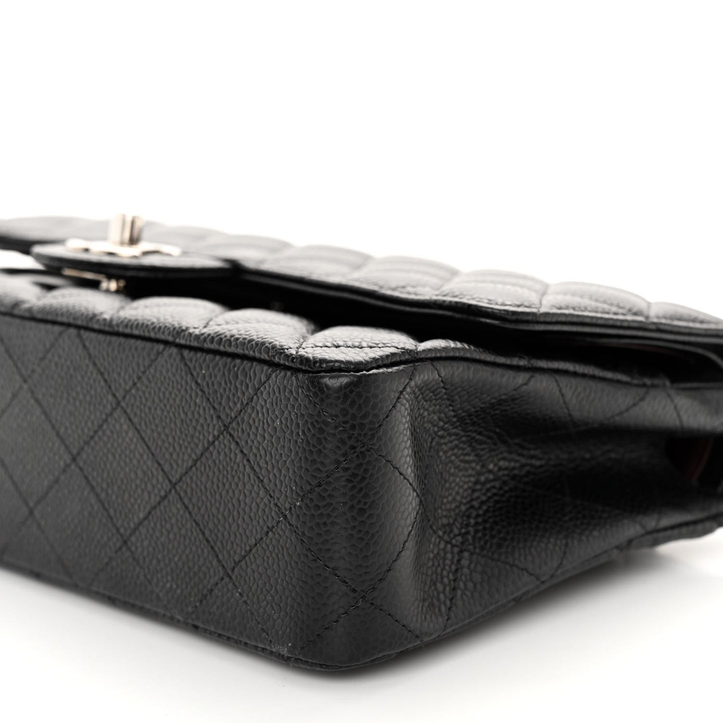 Caviar Quilted Medium Double Flap Black