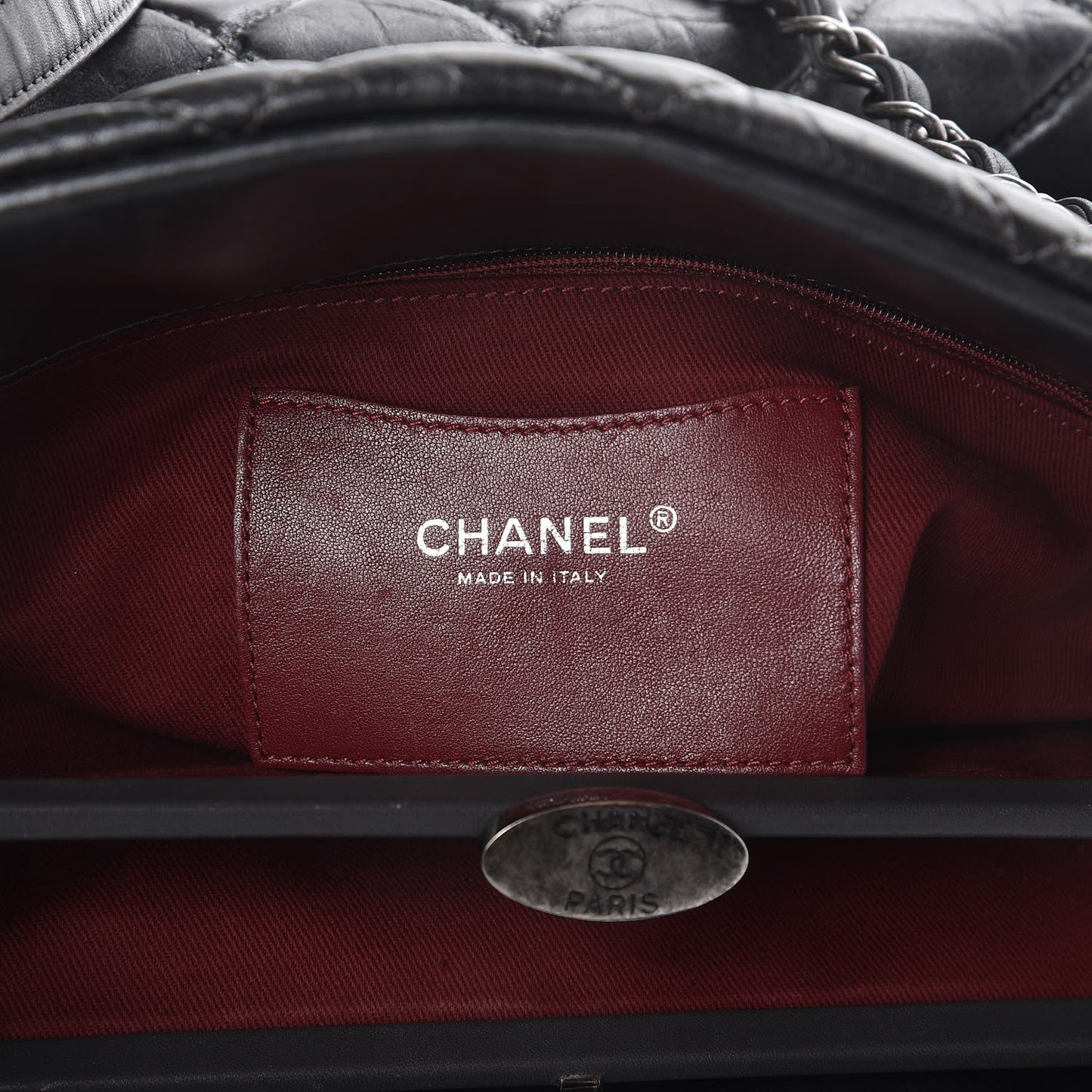Glazed Calfskin Quilted Large Just Mademoiselle Bowling Bag Grey