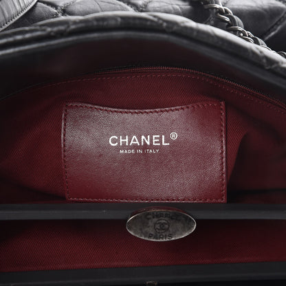 Chanel Glazed Calfskin Quilted Large Just Mademoiselle Bowling Bag Grey 6 of 7