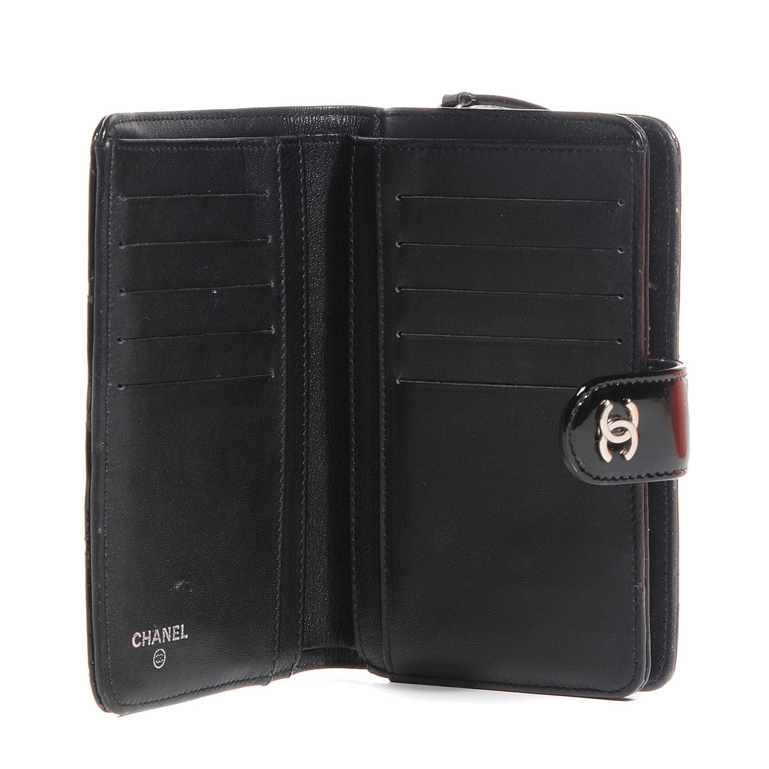 Chanel Patent Quilted Zip Pocket Wallet Black 6 of 8