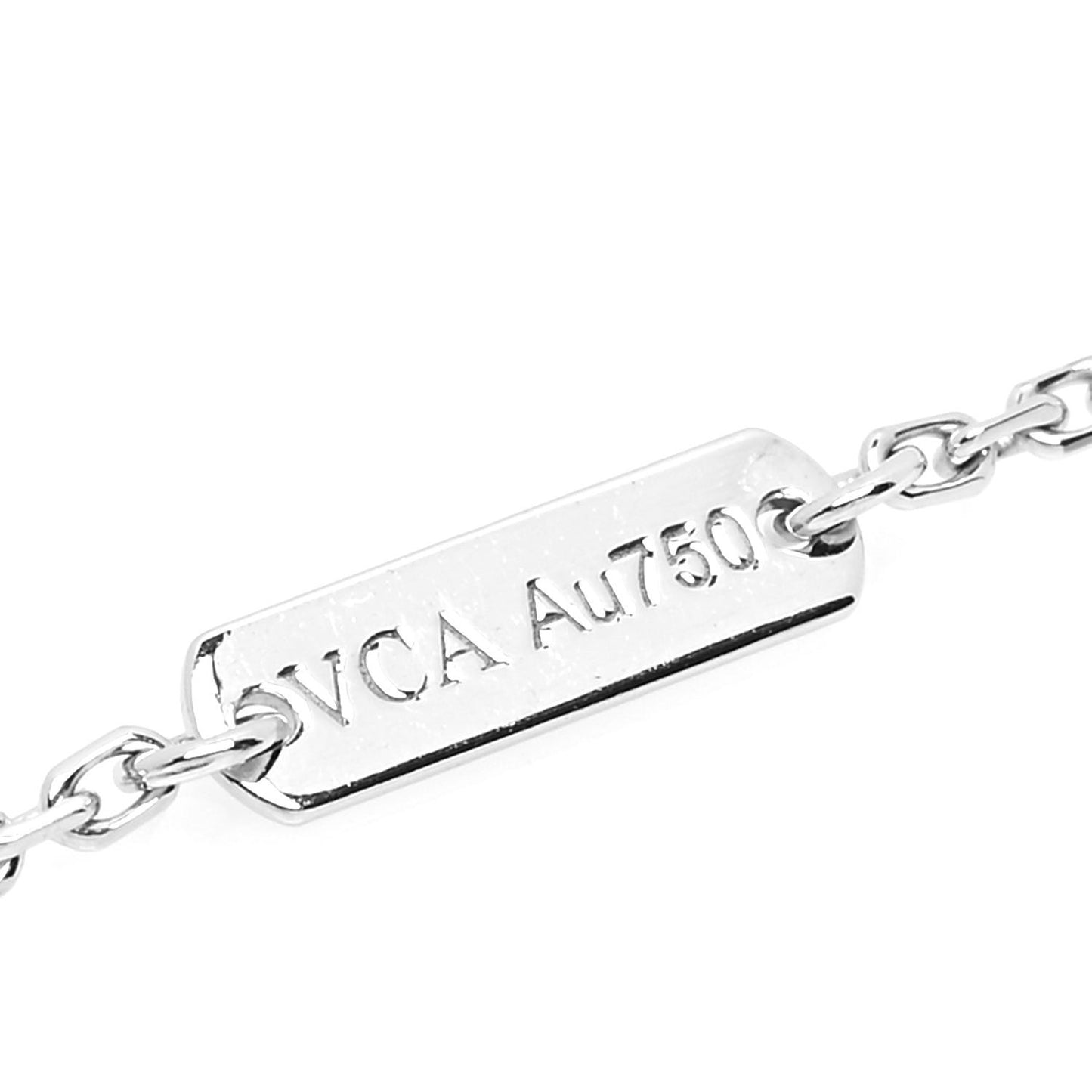 18K White Gold Diamond Vintage Alhambra Pendant Necklace