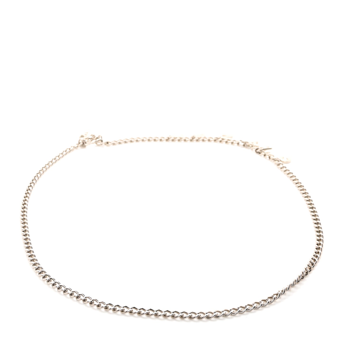 Metal CC Chain Logo Belt Silver