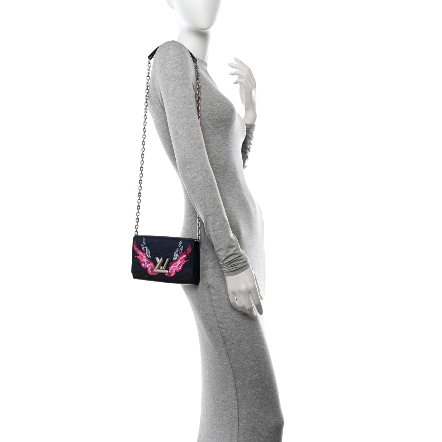 Louis Vuitton Epi Sequins Flame Twist Chain Wallet Blue Nuit 2 of 9