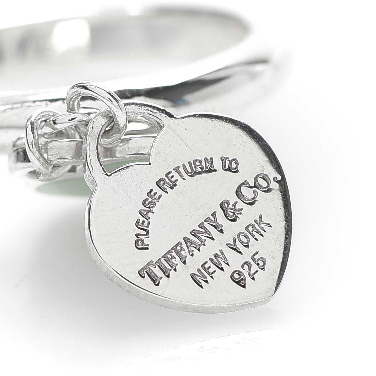Tiffany Sterling Silver Enamel Return to Double Heart Ring Blue 54 6.75 5 of 5