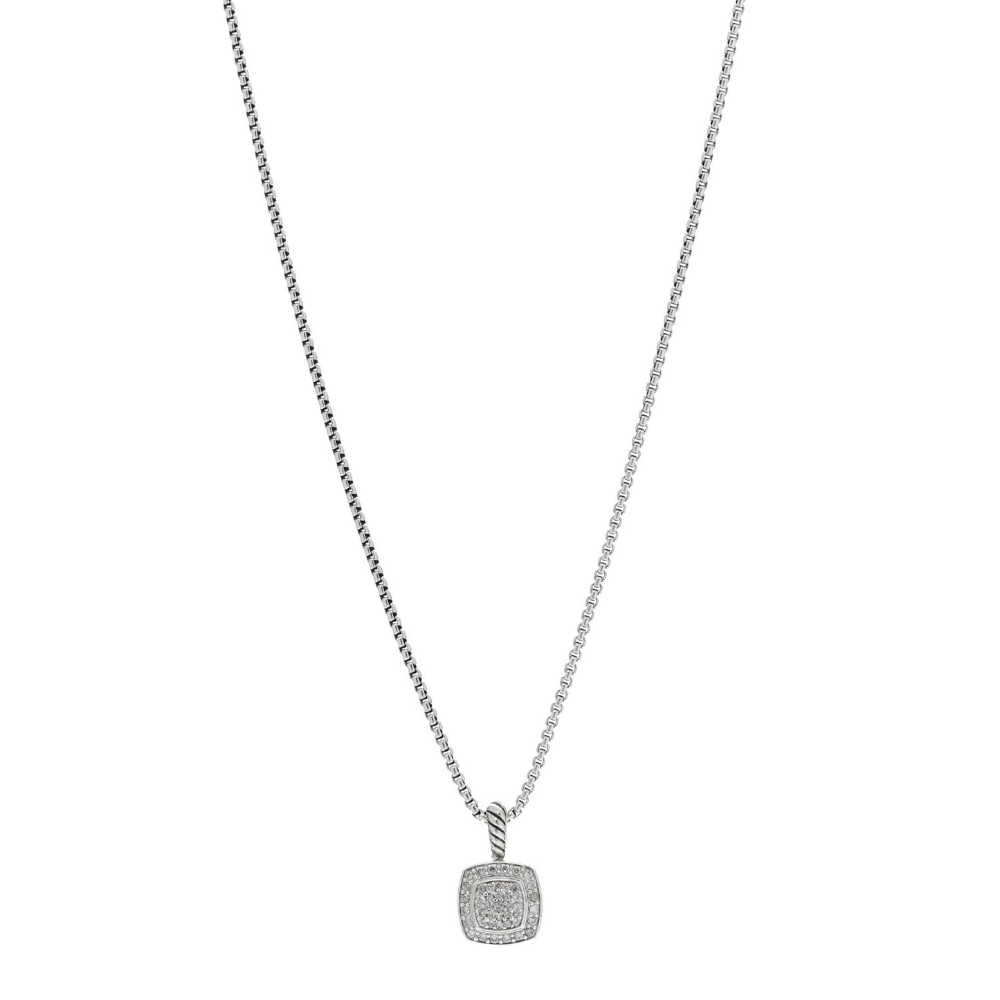 Sterling Silver Diamond Pave 7mm Petite Albion Pendant Necklace