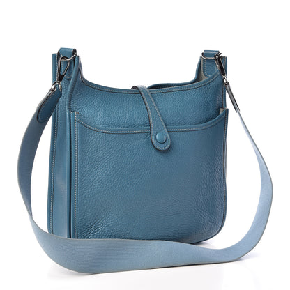 Hermes Taurillon Clemence Evelyne II PM Blue Jean 3 of 13