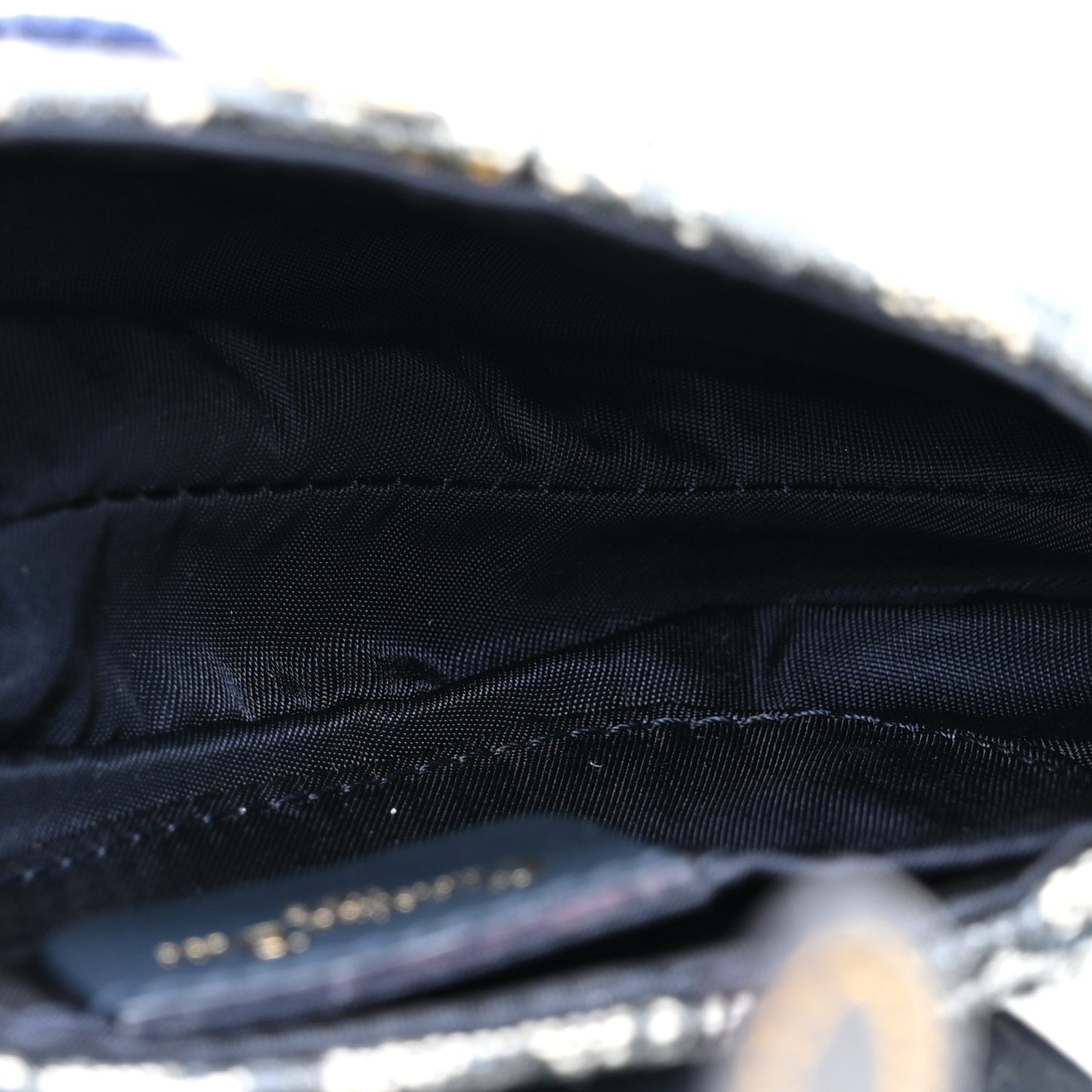 Monogram Mini Saddle Wristlet Navy Blue