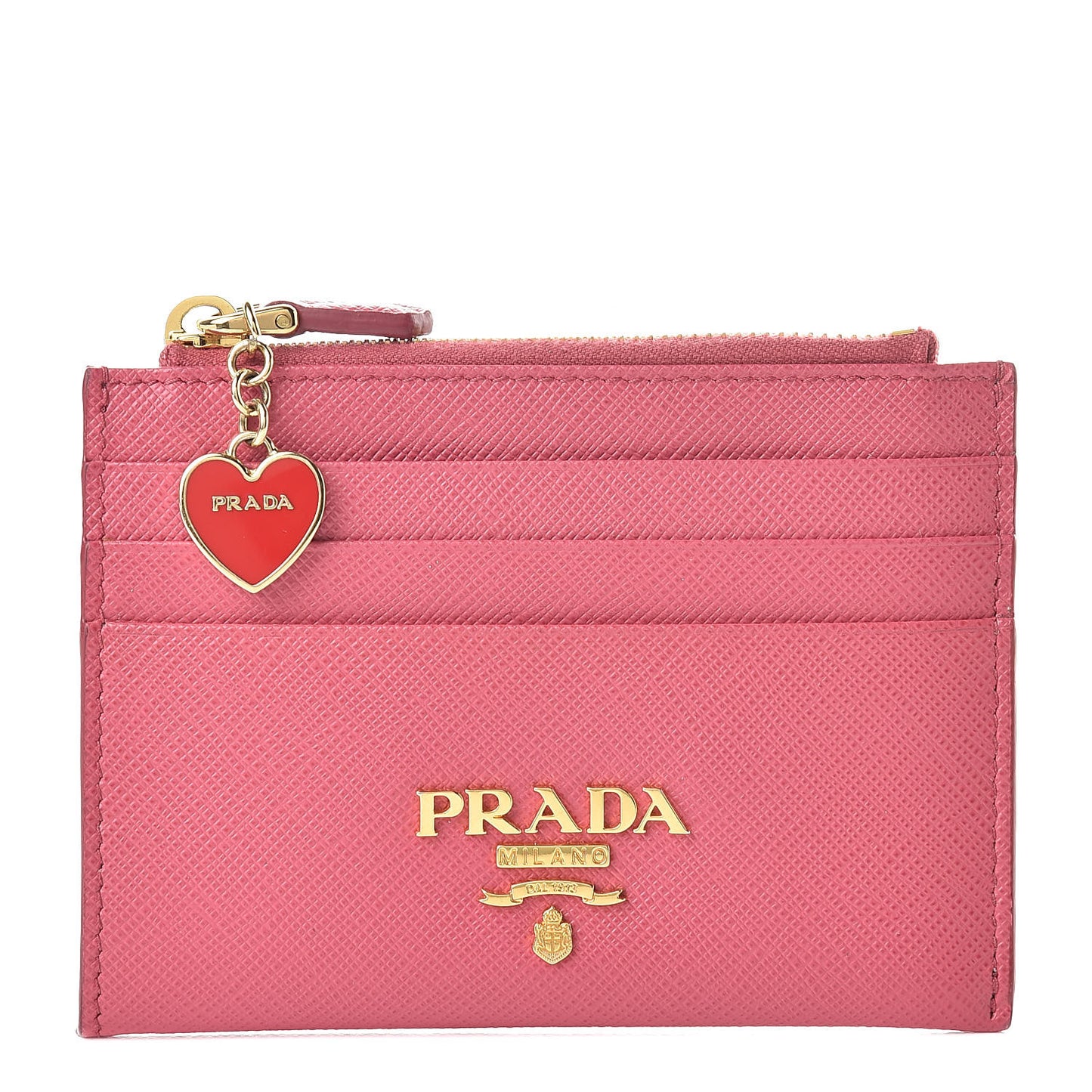 Saffiano Metal Zip Card Holder Peonia