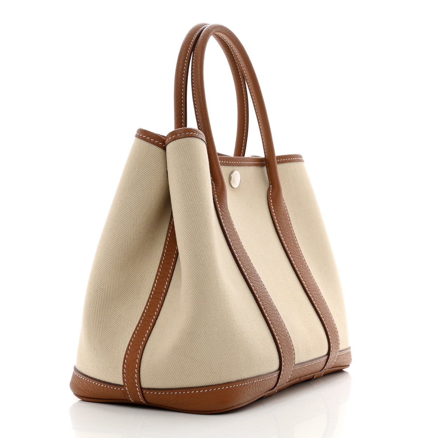Hermes Grand Chevron Weave Negonda Garden Party 30 TPM Tote Craie Gold 3 of 11