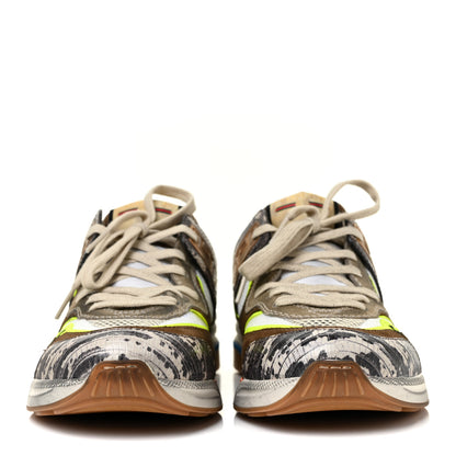 Gucci Suede Calfskin Tejus Printed Mens Ultrapace Sneakers 6 Natural Ardesia Neon Yellow 2 of 16