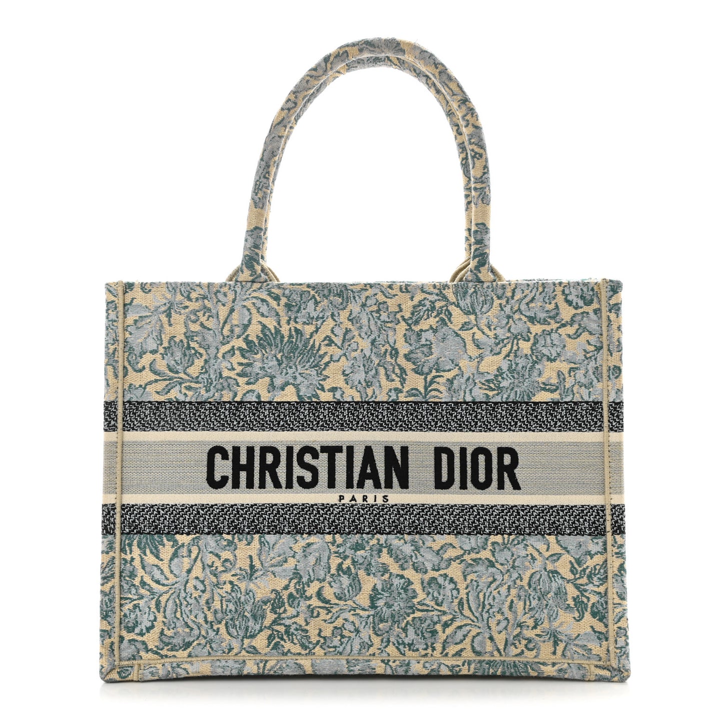 Canvas Embroidered Medium Brocart Book Tote Metallic Blue
