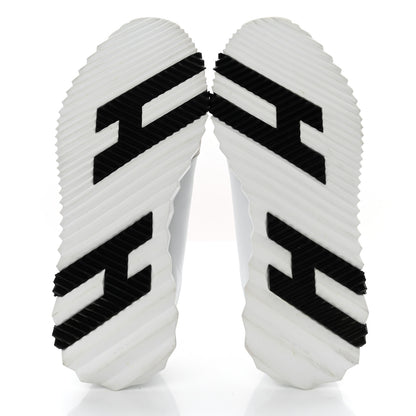 Hermes Goatskin Suede Goatskin Bouncing Sneakers 37 White Black 5 of 7
