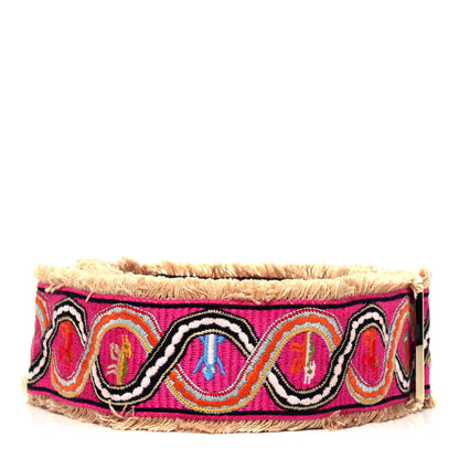 Valentino Garavani Canvas Animal Embroidered Rockstud Guitar Strap Pink 2 of 5