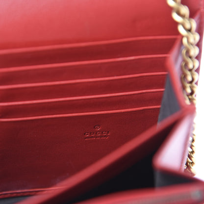 Gucci Calfskin Matelasse GG Marmont Chain Wallet Hibiscus Red 9 of 11