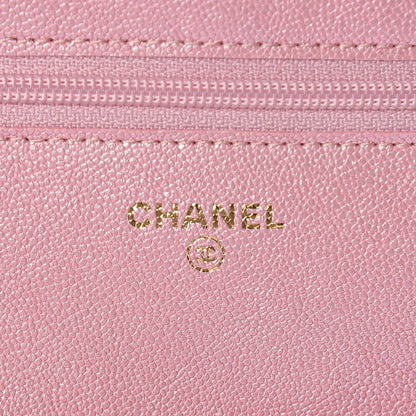 Chanel Iridescent Caviar Quilted Wallet on Chain WOC Rose Pink 6 of 12