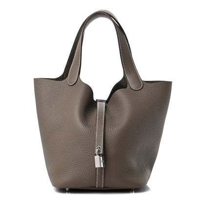 Hermes Taurillon Clemence Picotin Lock 22 MM Etoupe 1 of 10