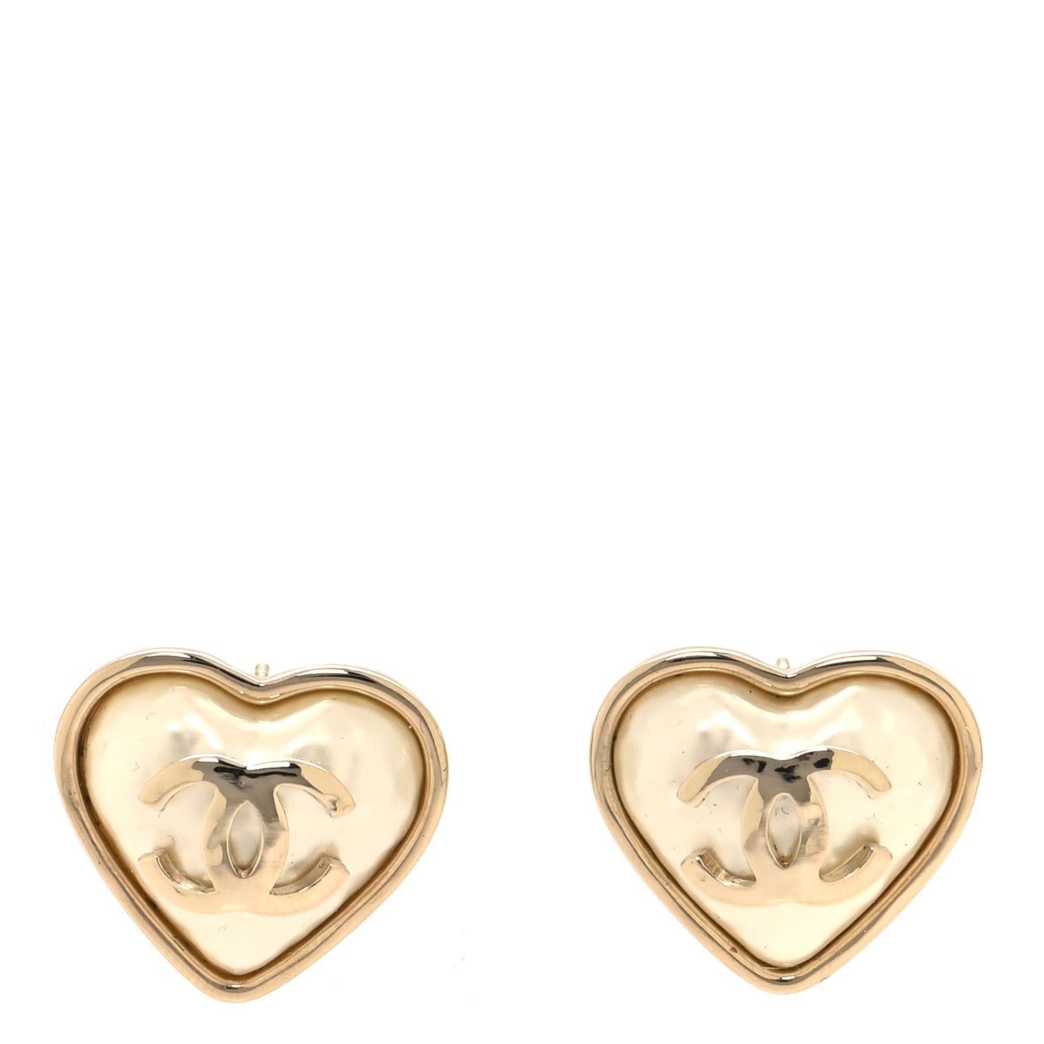 Chanel Pearl CC Heart Earrings Gold 1 of 5