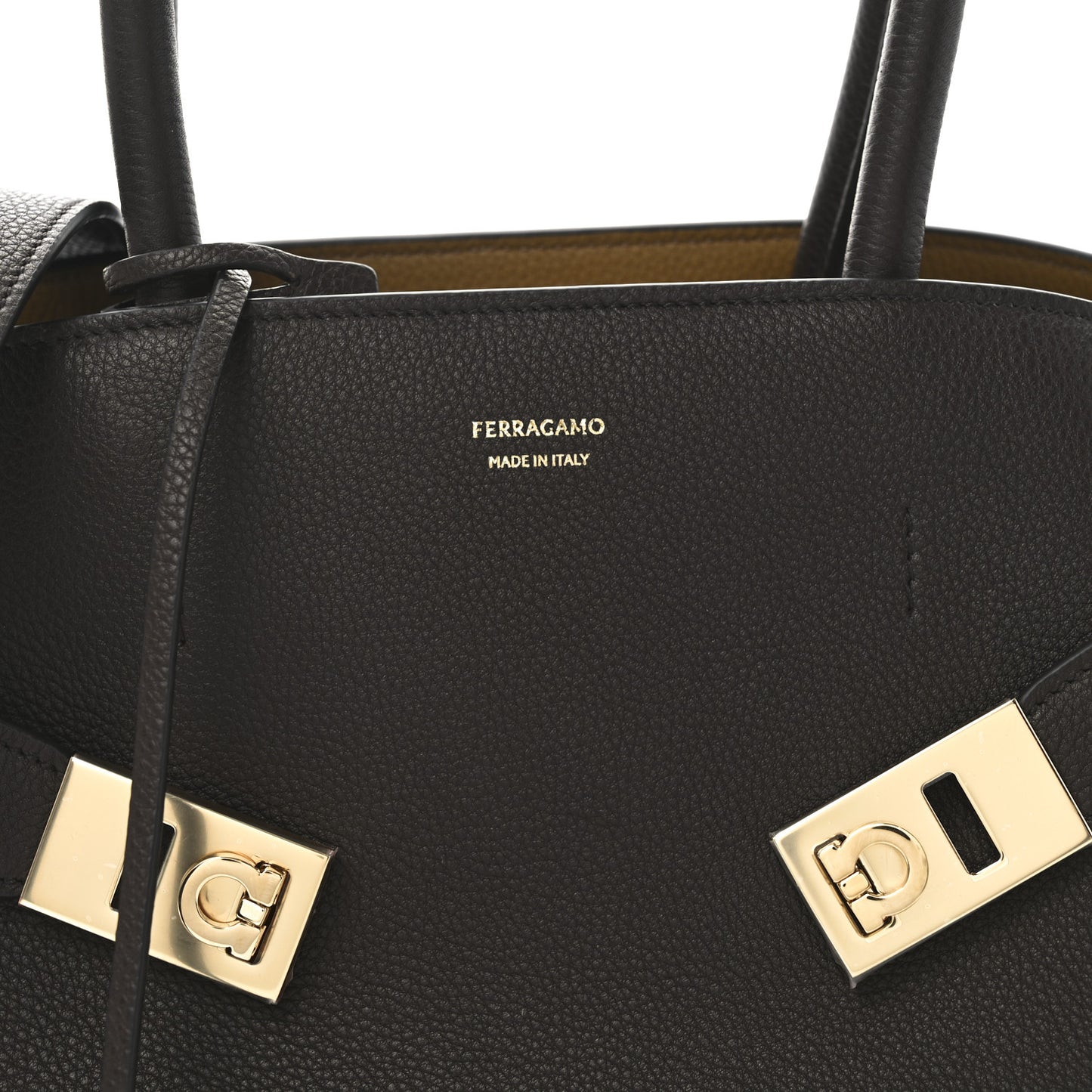 Hammered Calfskin Small Hug Bag  Burnt Ocra