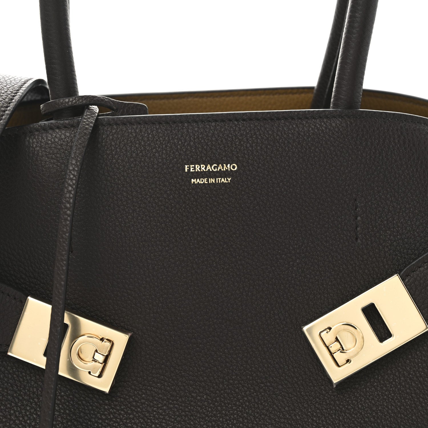 Salvatore Ferragamo Hammered Calfskin Small Hug Bag  Burnt Ocra 6 of 8