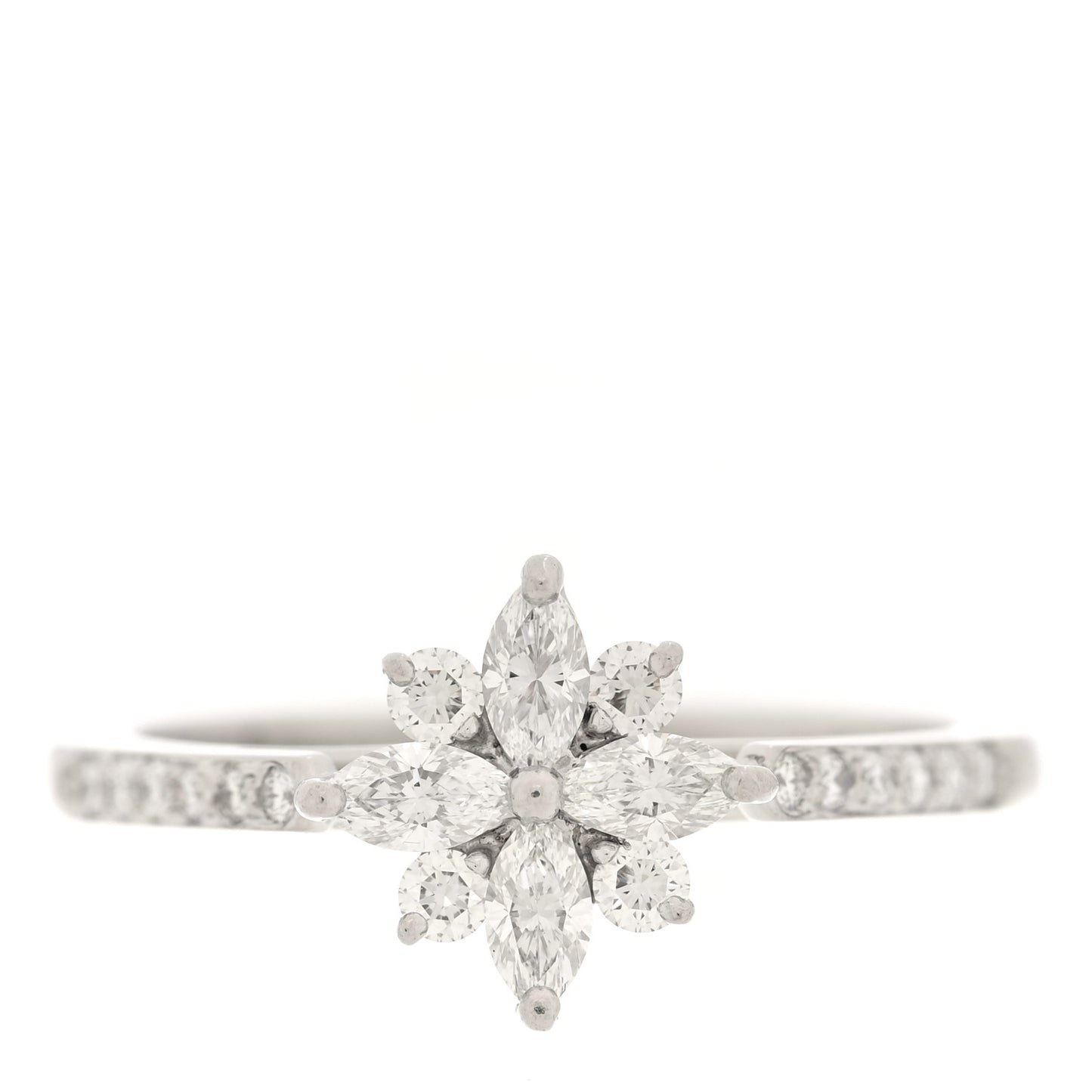 Platinum Marquise Diamond Victoria Cluster Ring 52 6
