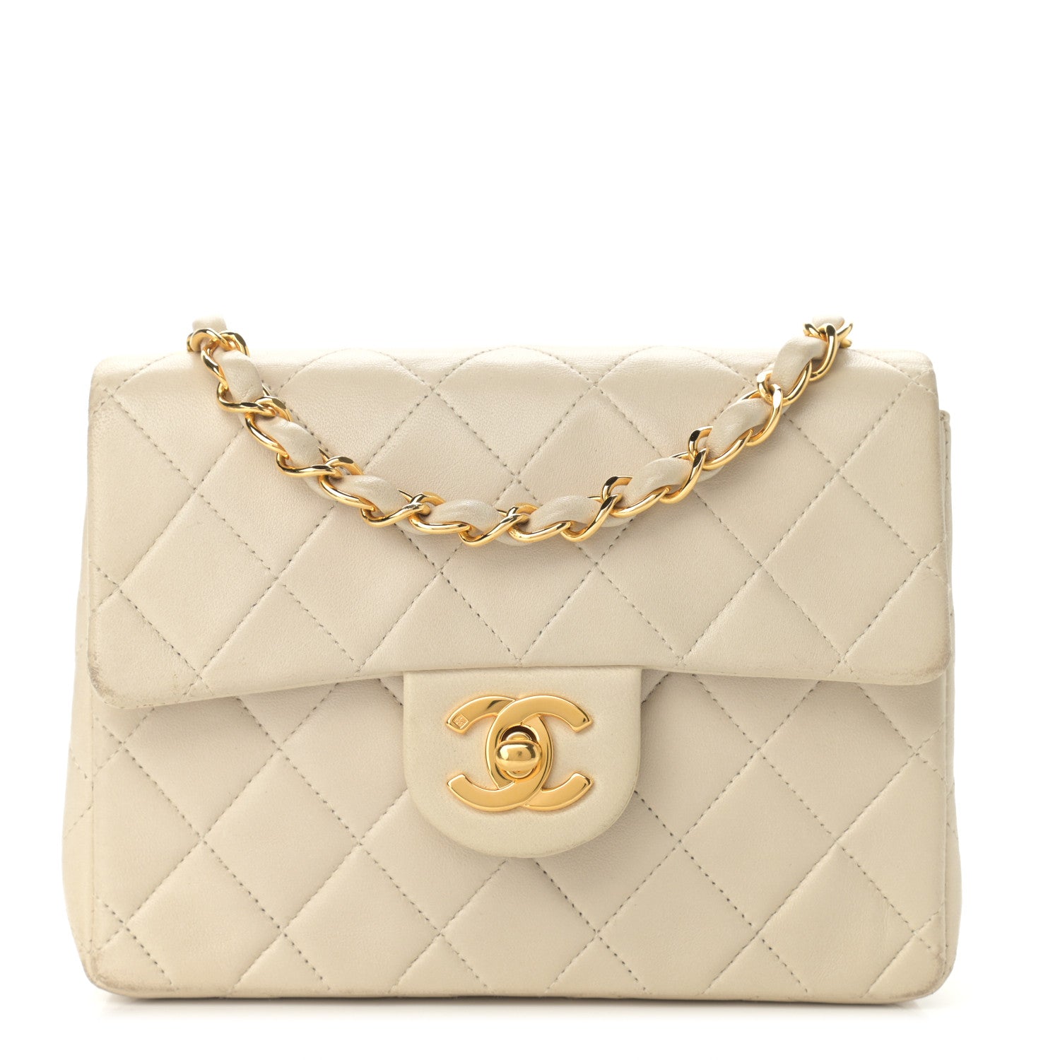 Chanel Lambskin Quilted Mini Square Flap Beige 1 of 15