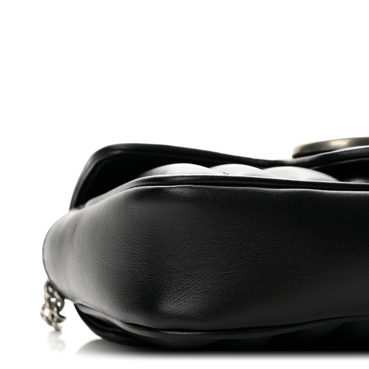 Gucci Calfskin Matelasse Aria Super Mini GG Marmont Shoulder Bag Black 9 of 11