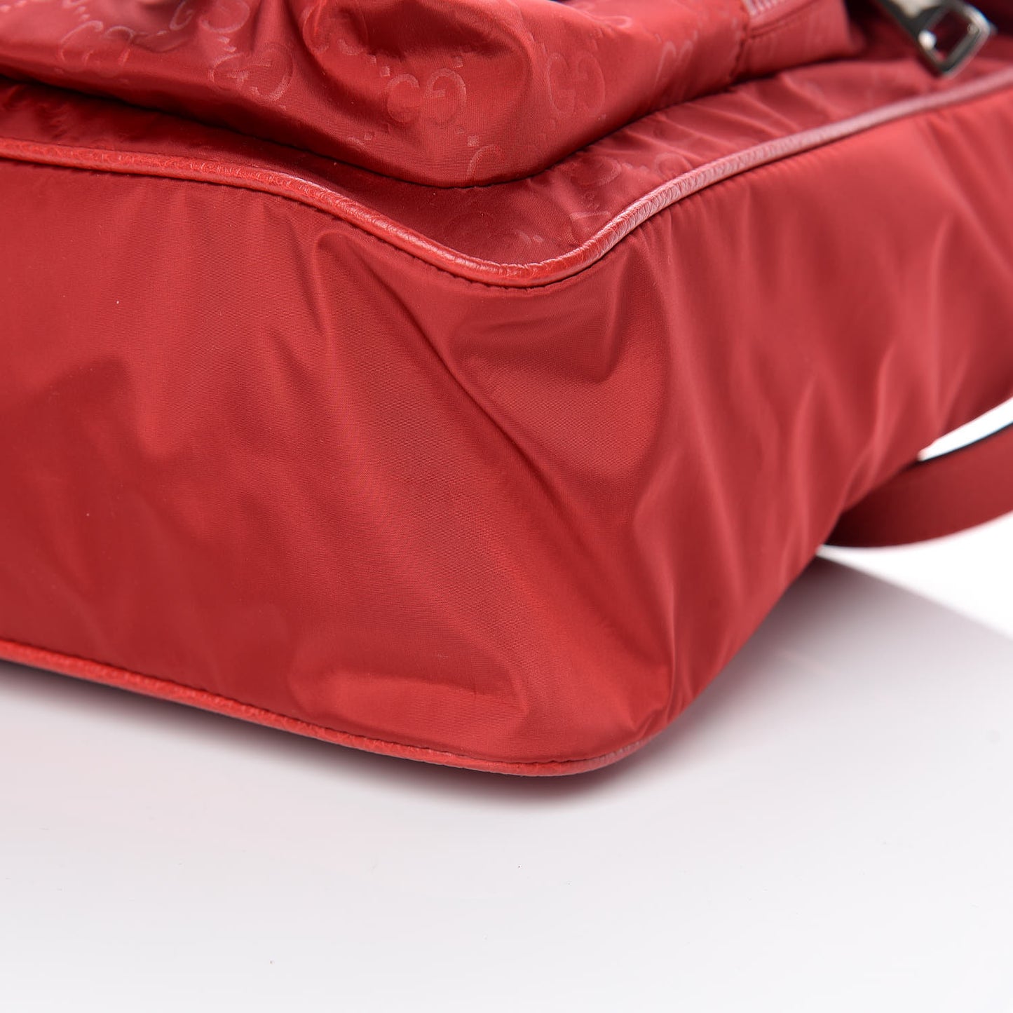 Nylon Monogram Double Buckle Flap Messenger Bag Vibrant Red