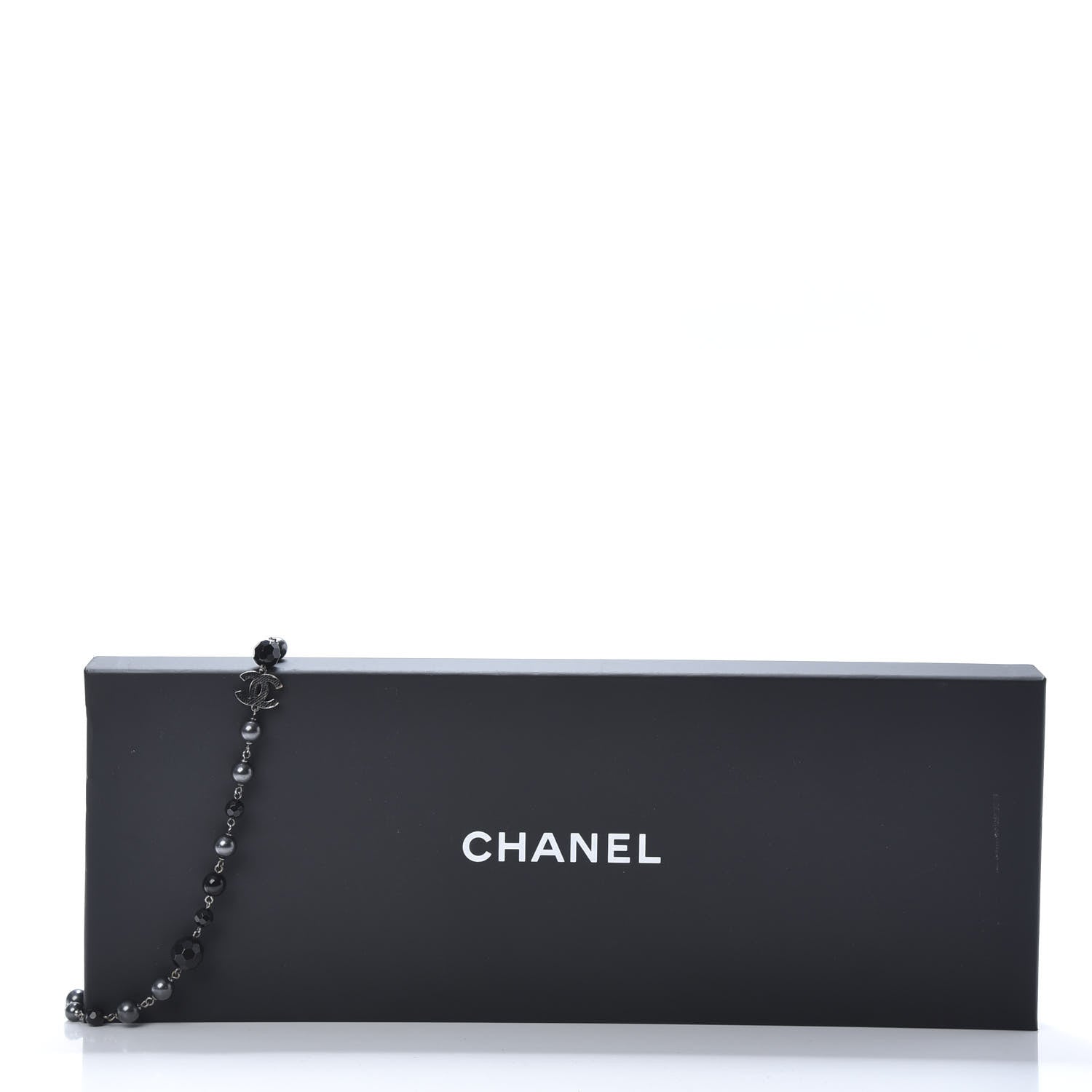 Chanel Ruthenium Pearl Beaded CC Long Necklace Black 5 of 5