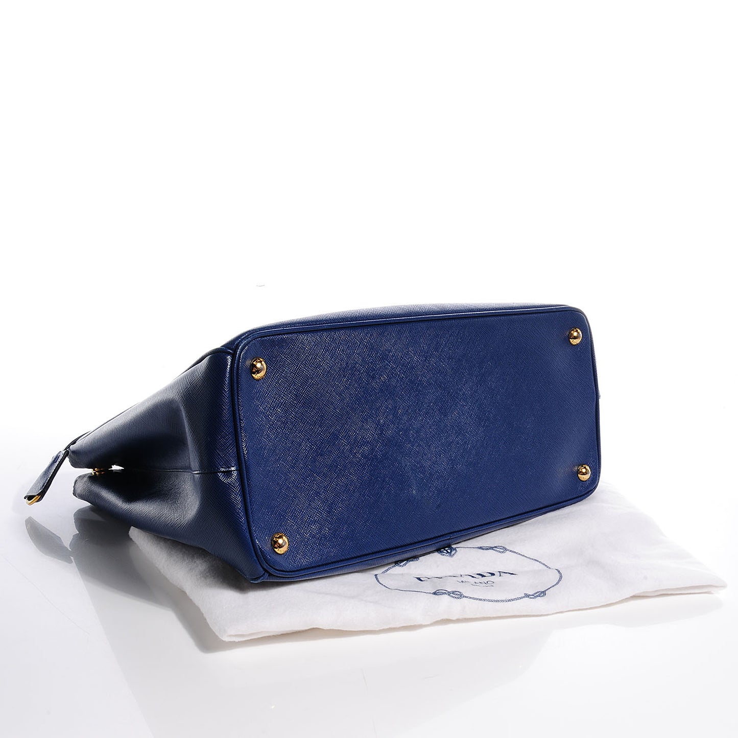 Saffiano Lux Medium Double Zip Tote Bluette