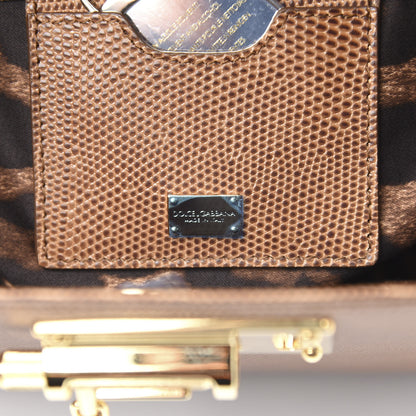 Dolce & Gabbana Lizard Embossed Calfskin Large Monica Top Handle Bag Brown 5 of 8