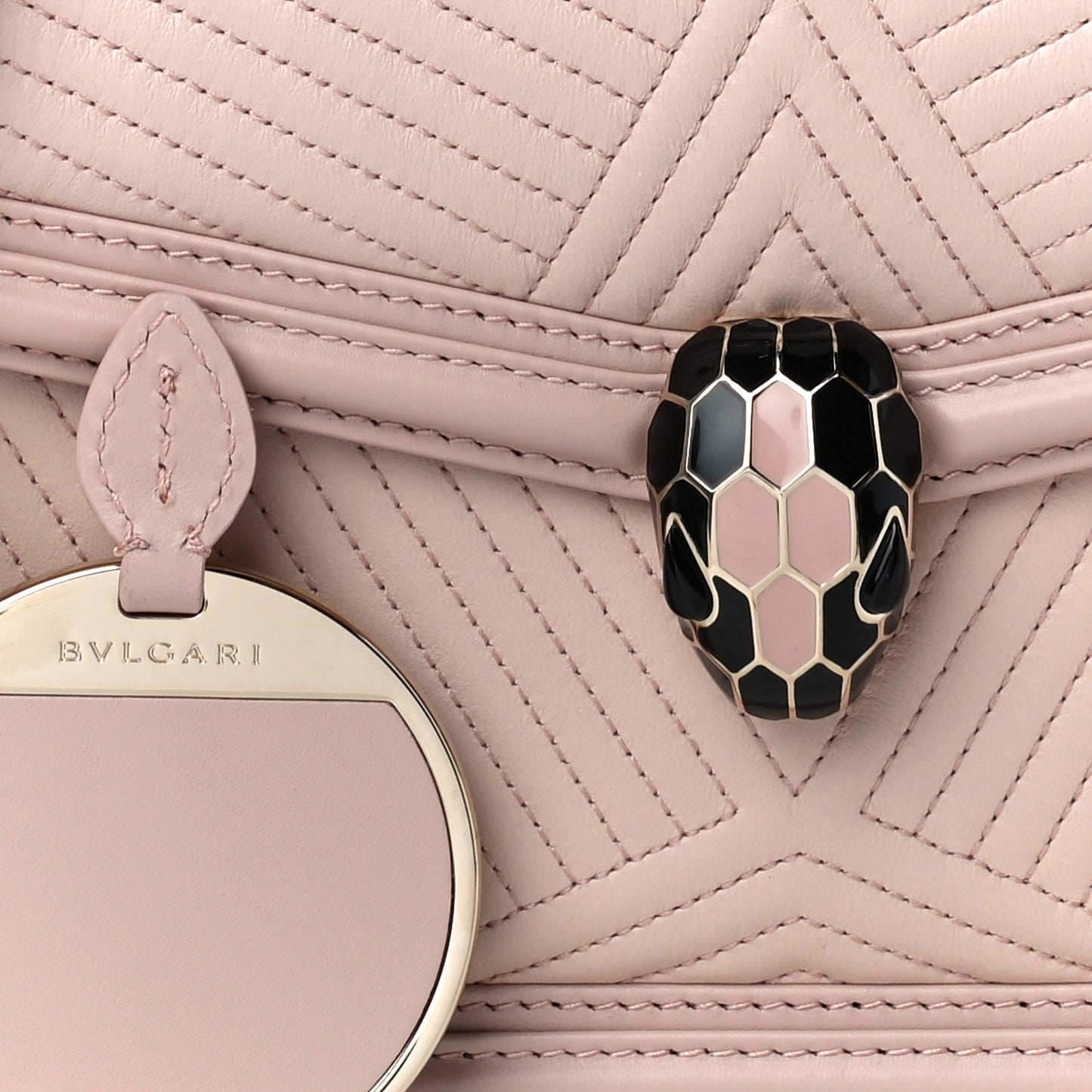 Nappa Quilted Calfskin Serpenti Forever Diamond Blast Shoulder Bag Crystal Rose