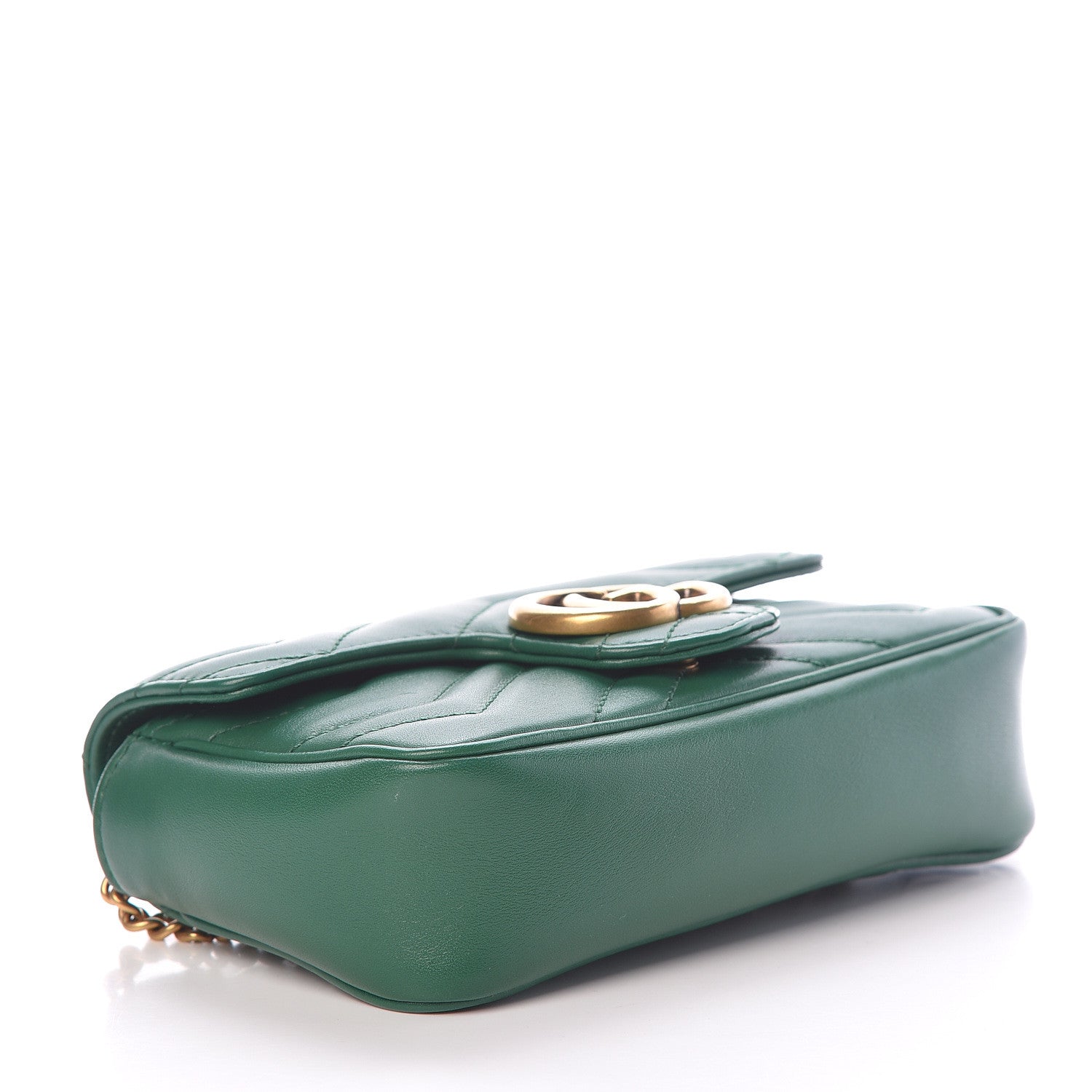 Gucci Calfskin Matelasse Super Mini GG Marmont Shoulder Bag Emerald Green 4 of 11