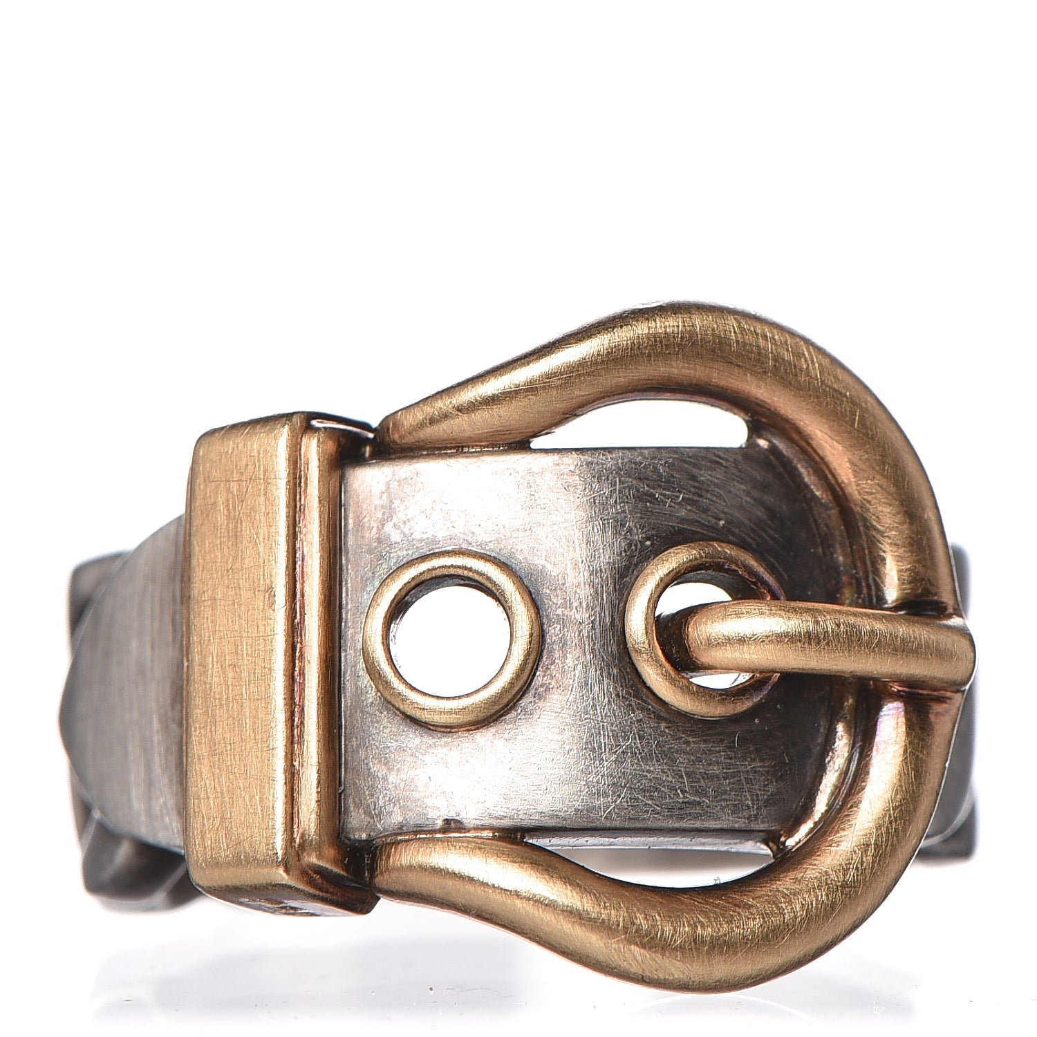 Hermes Sterling Silver 18K Yellow Gold Belt Buckle Ring 53 6.25 1 of 5
