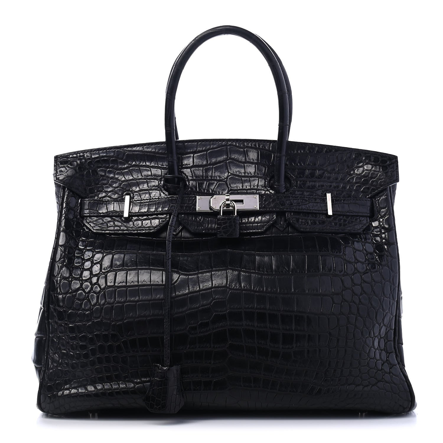 Hermes Matte Porosus Crocodile Birkin 35 Black 1 of 31