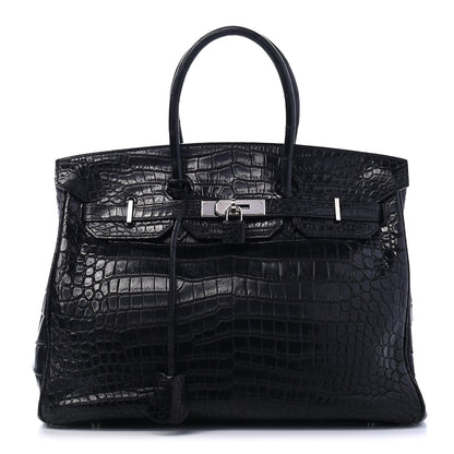 Hermes Matte Porosus Crocodile Birkin 35 Black 1 of 31