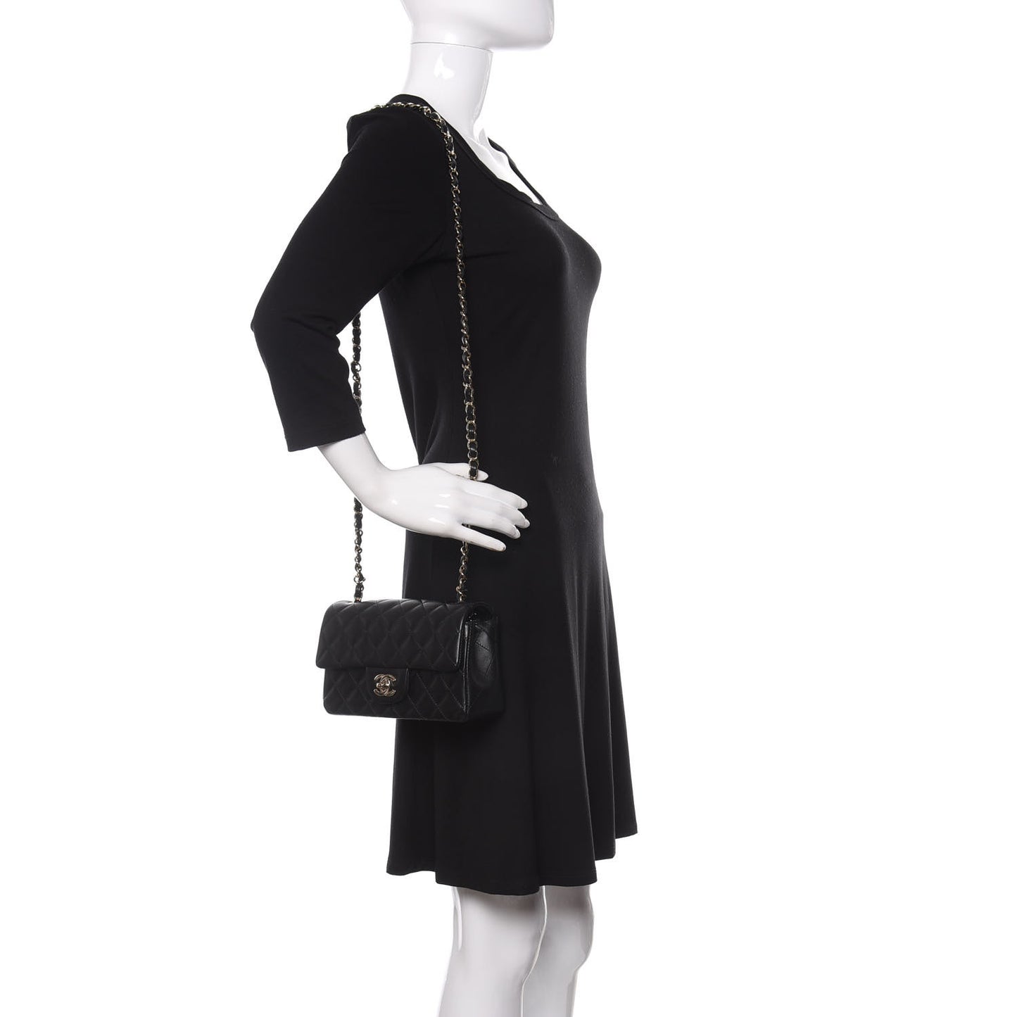 Lambskin Quilted Mini Rectangular Flap Black