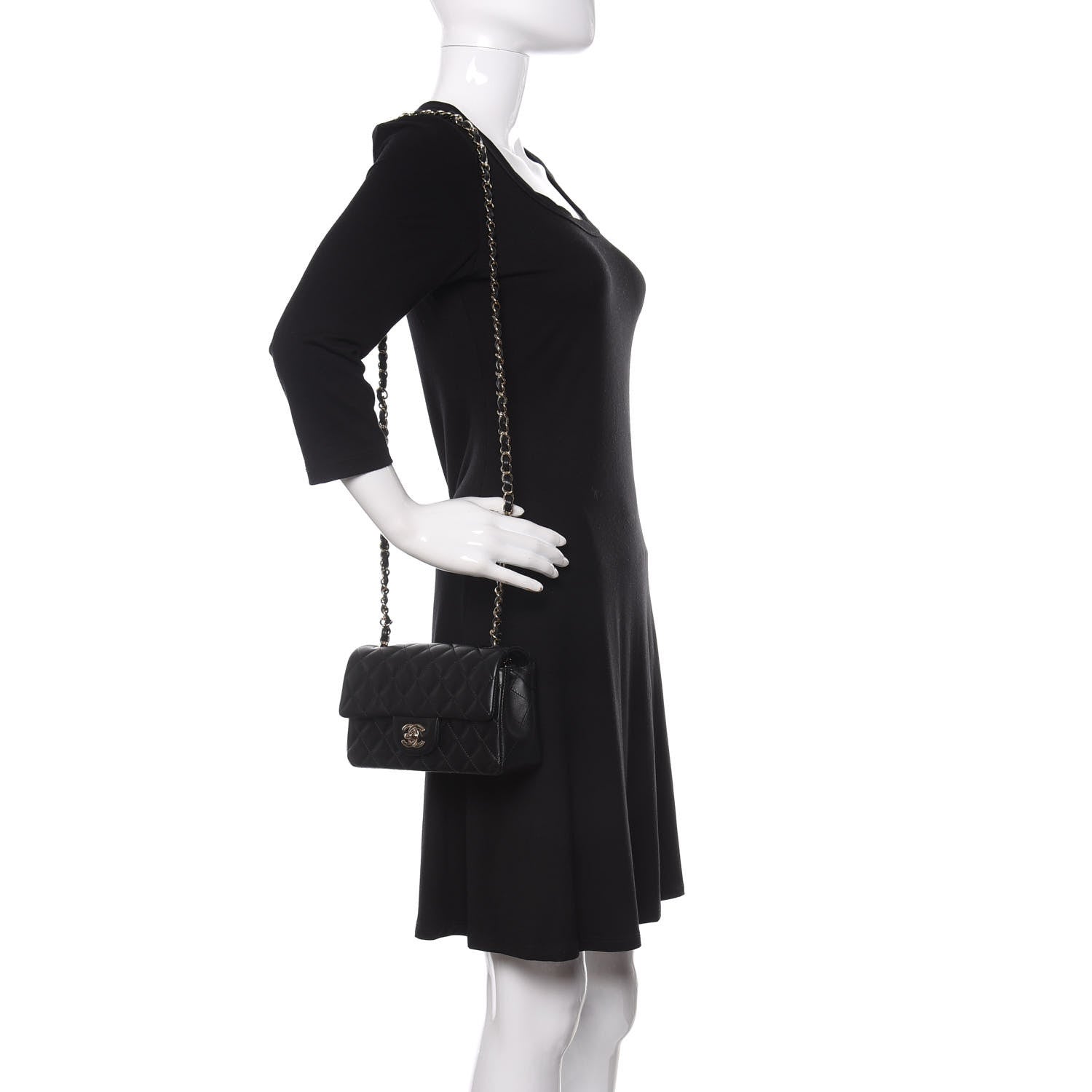 Chanel Lambskin Quilted Mini Rectangular Flap Black 2 of 9