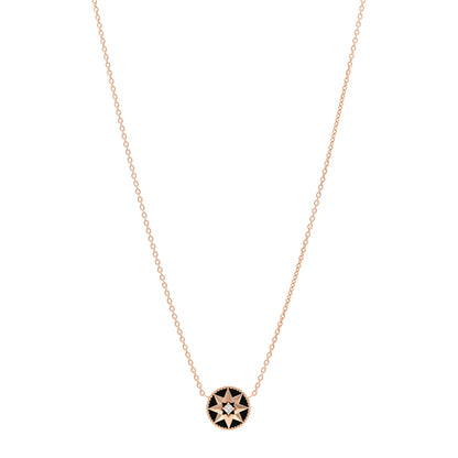 Christian Dior 18K Rose Gold Diamond Black Onyx Rose Des Vents Necklace 1 of 6