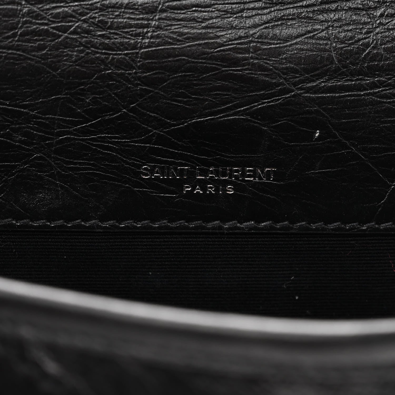 Saint Laurent Crinkled Calfskin Matelasse Monogram Baby Niki Chain Satchel Black 6 of 10
