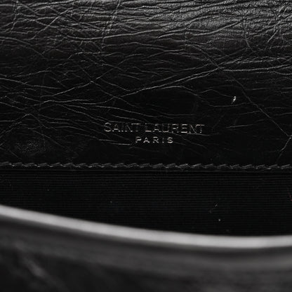 Saint Laurent Crinkled Calfskin Matelasse Monogram Baby Niki Chain Satchel Black 6 of 10