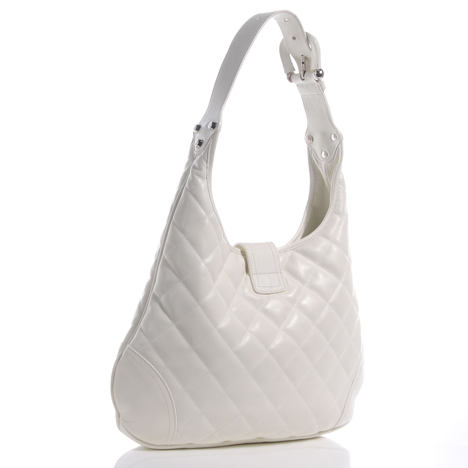 Burberry Leather Quilted Brook Hobo White 3 of 8