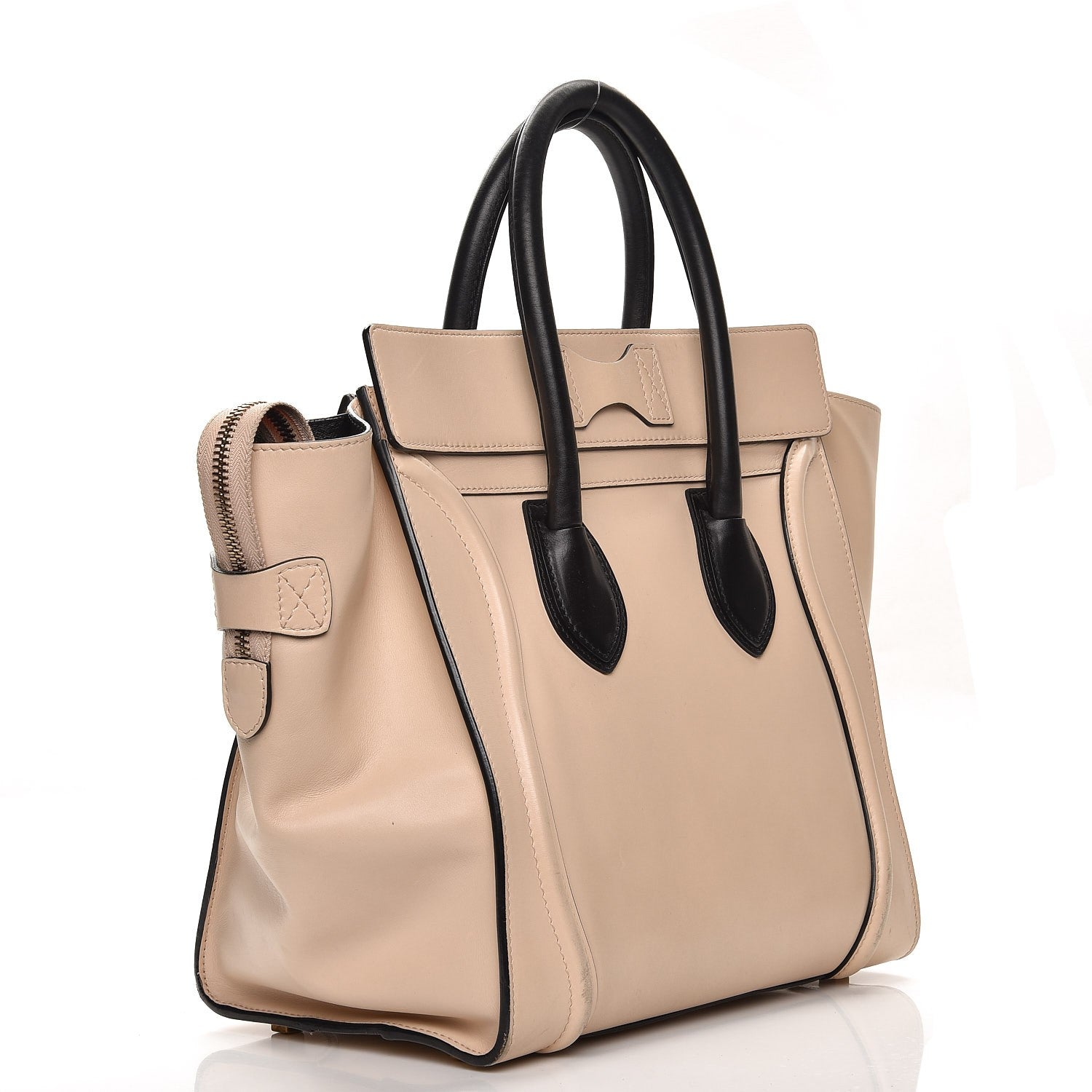 Celine Satin Calfskin Mini Bi-Color Luggage Powder Black 3 of 13